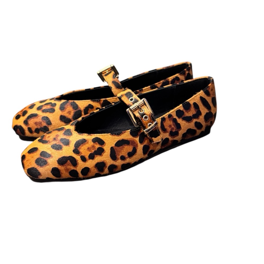MINT VELVET Bea Leopard Print Textured Ballet Pumps